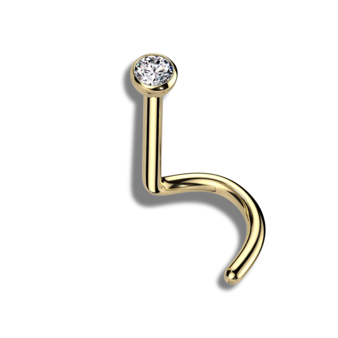 Steriler Titan Nasenstecker Gold Strass